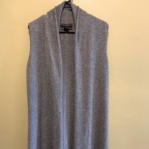 Tahari Pure Luxe 100% Cashmere Open front Long VEST Color Gray Size Medium